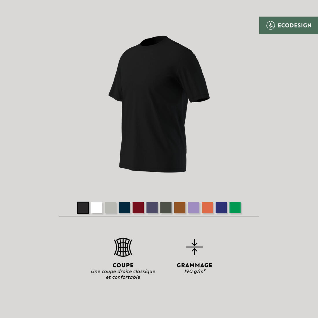 T-shirt fitness homme col rond manches courtes
