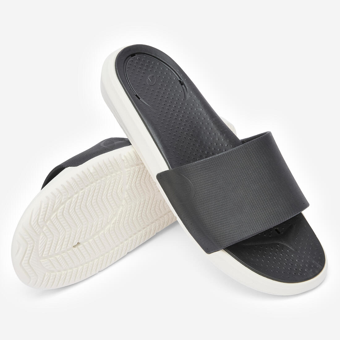 Claquettes de piscine homme, Fit 900 noir blanc