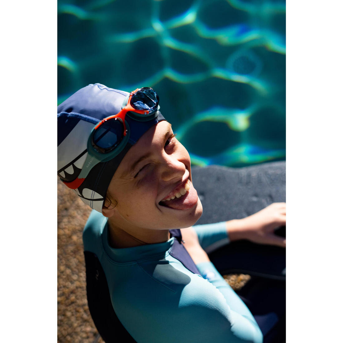 Bonnet de Bain en Maille Enduite - Tissu Imprimé - Taille S - Rose Marg