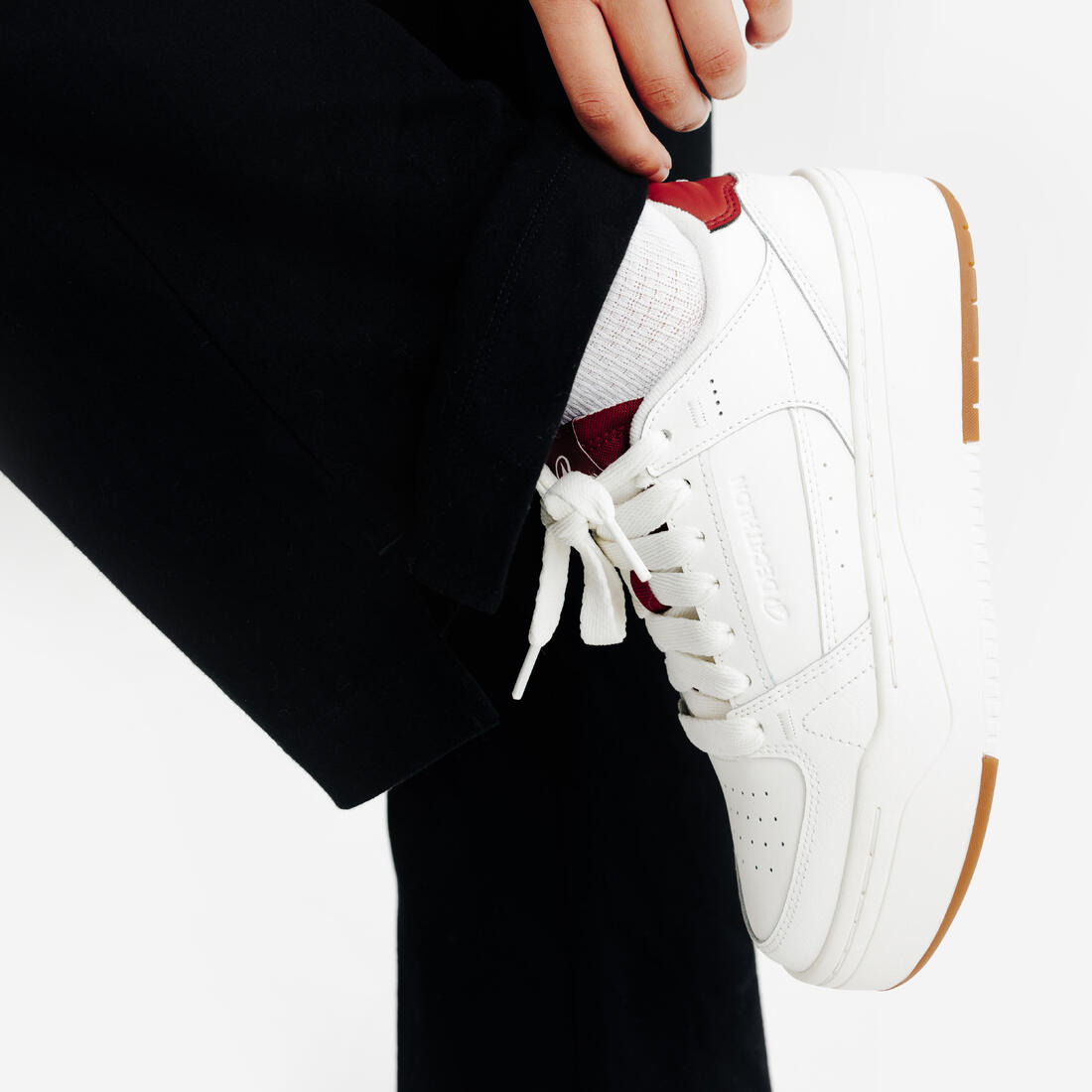 Baskets en cuir femme CJ80 platform blanc et bordeaux