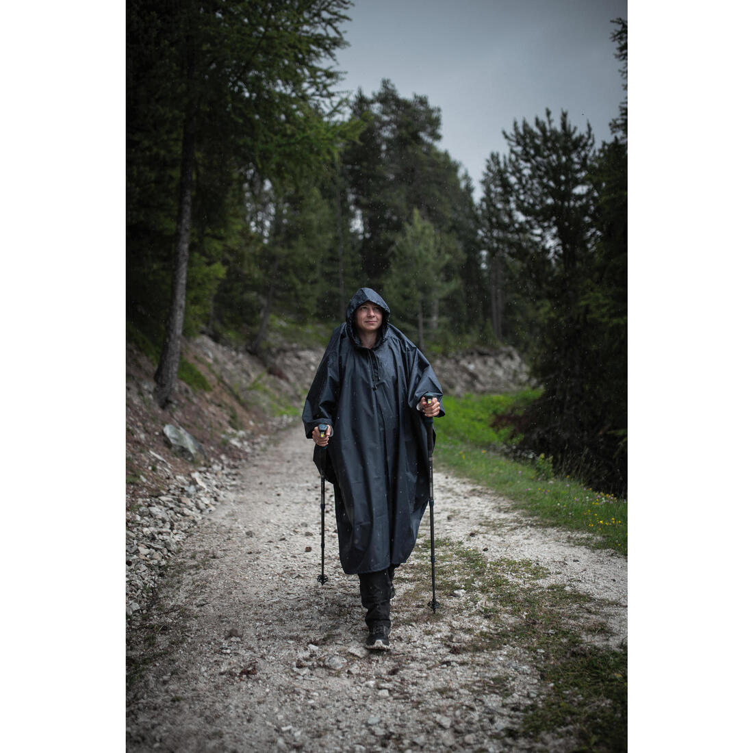 Poncho pluie de randonnée - forclaz mt 100 bleu 30l