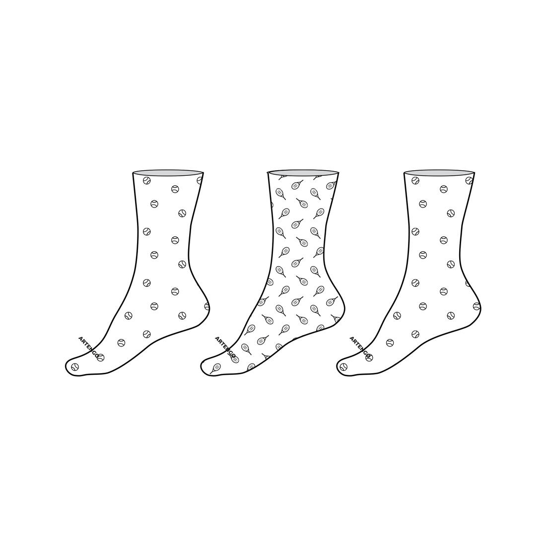 CHAUSSETTES DE SPORT ENFANT HAUTES ARTENGO RS 160 BLANC MARINE BLANC LOT DE 3