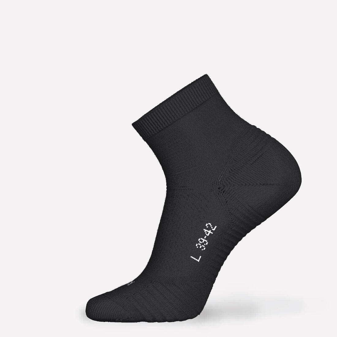 LOT de 2 PAIRES de CHAUSSETTES DE RUNNING RUN500 EPAISSES MID NOIRES