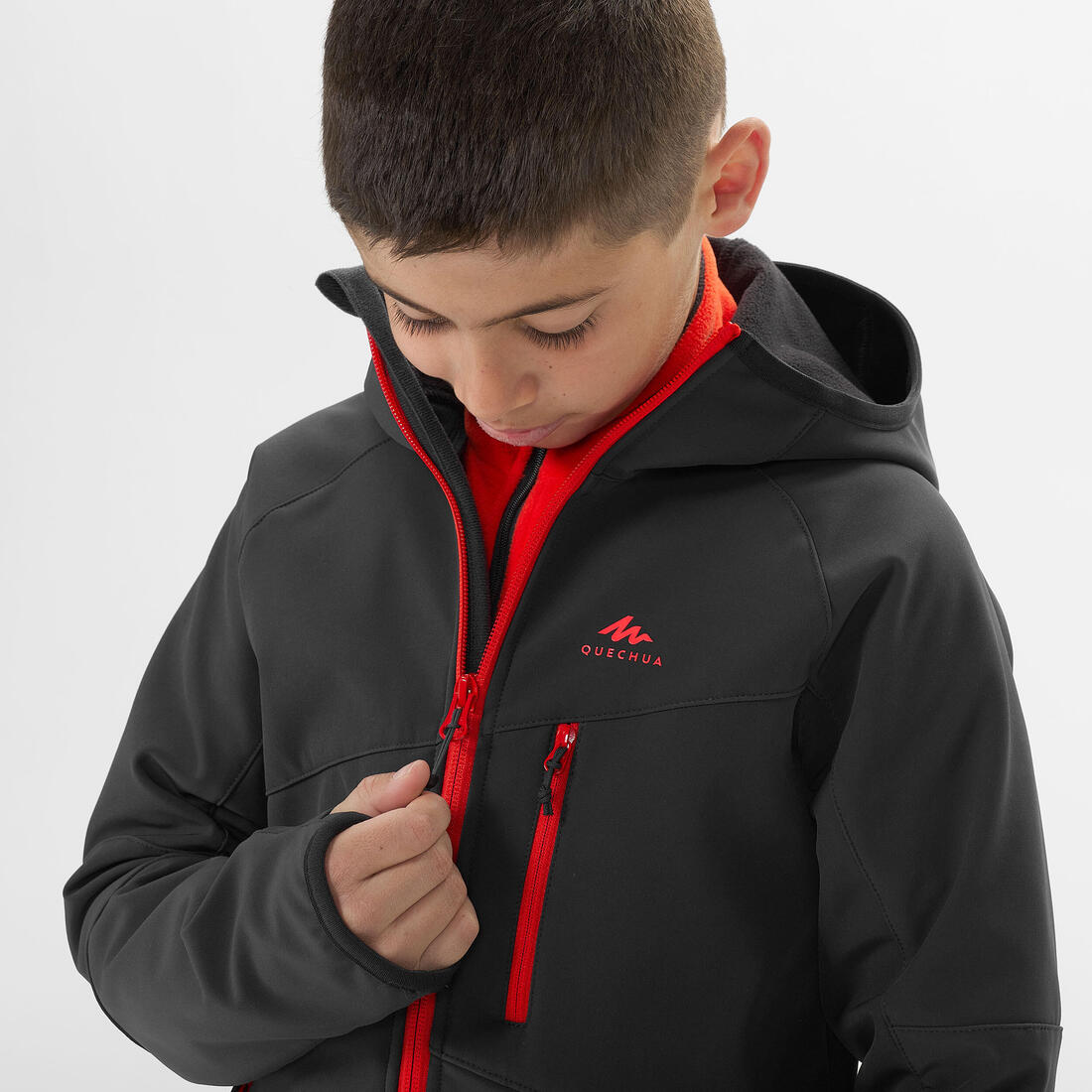 Veste softshell de randonnée enfant 7-15 ans, MH900 noir