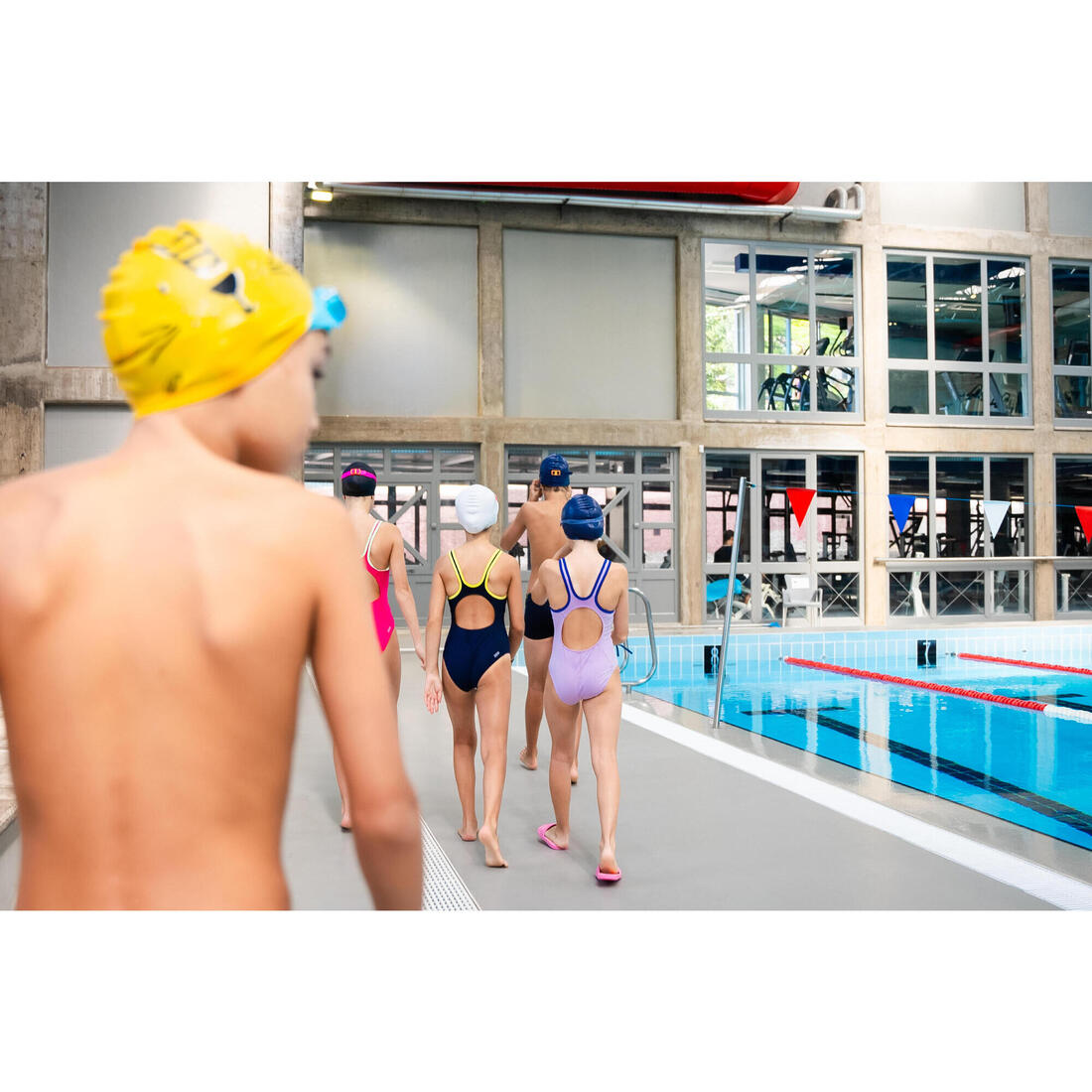 Maillot de bain 1 pièce natation Fille ado - 500 Olga bleu foncé