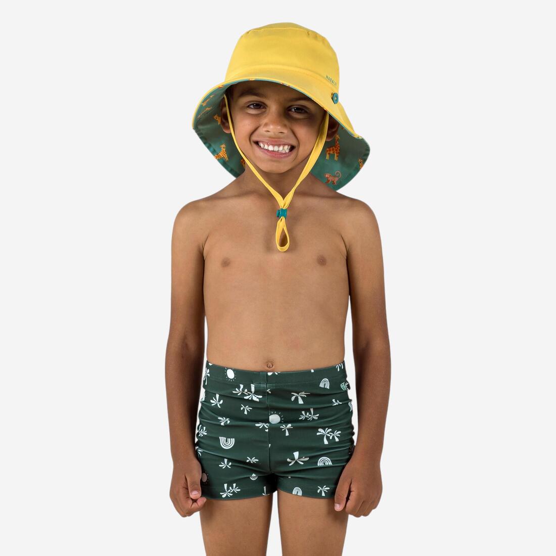 Boxer de bain bébé / enfant bleu imprimé crabes