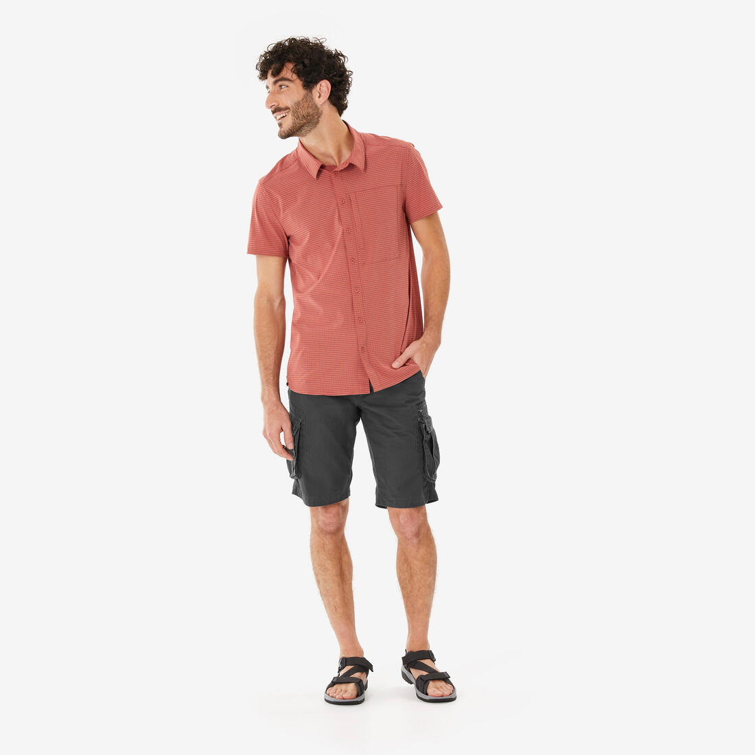 Chemise de trekking manches courtes homme, NH 500 stretch