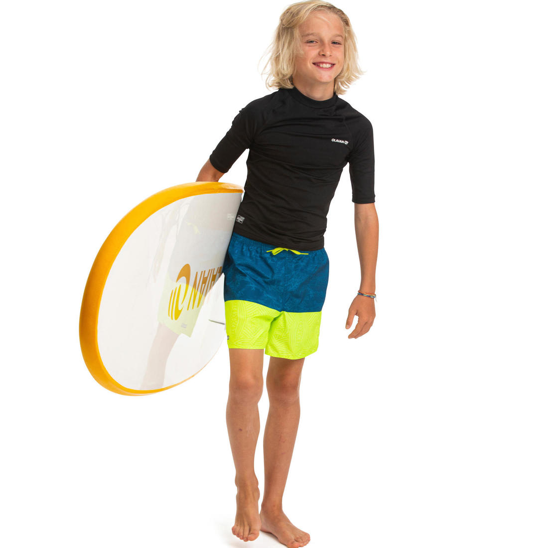 Short de bain 100 bleu noir