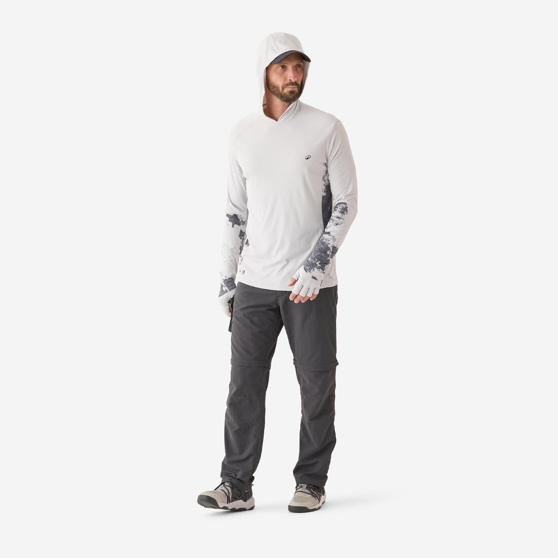 Tee-shirt de pêche anti-uv 500 capuche