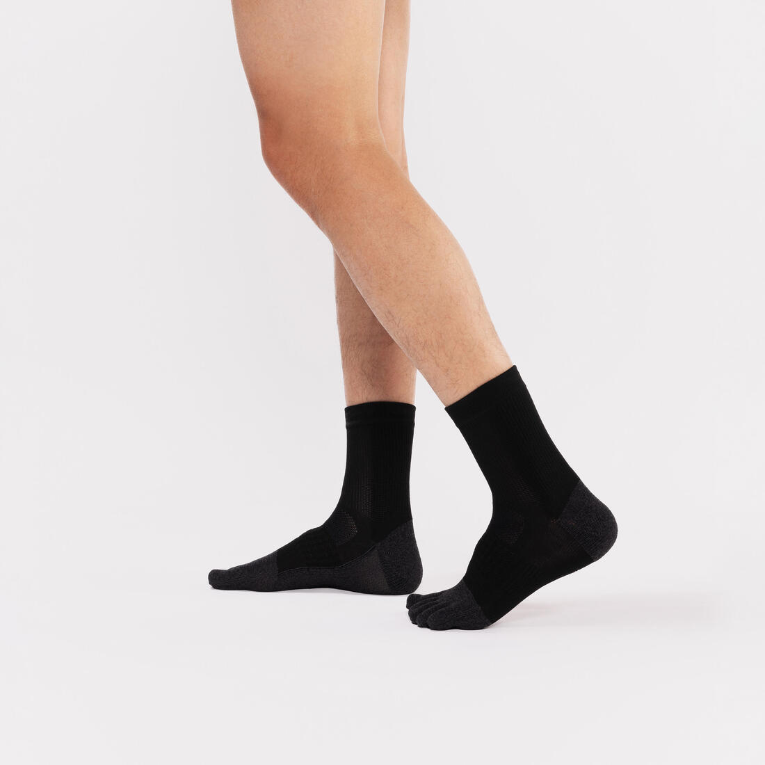Chaussettes de running 5 doigts noires jaunes