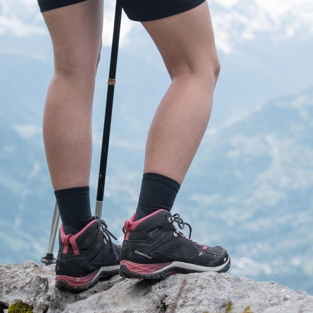 Chaussettes de randonnée hautes (2 paires) adulte, Hike 500