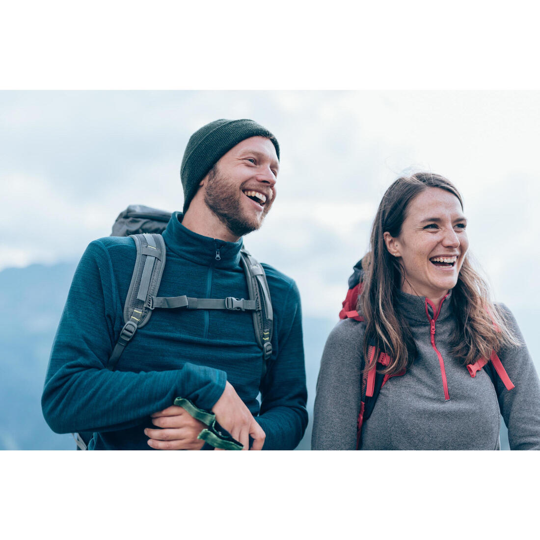 Polaire de randonnée montagne homme, MH100 demi zip