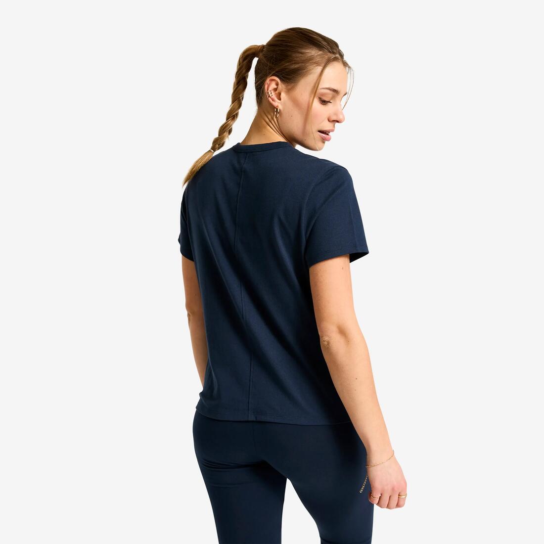 T-shirt coton femme, essentiel bleu marine