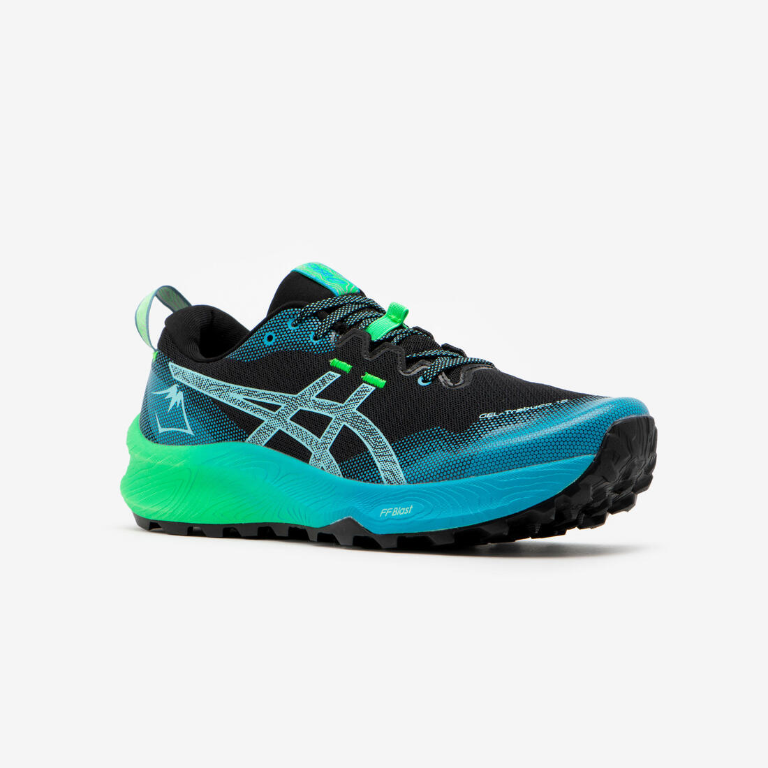 CHAUSSURES DE TRAIL RUNNING HOMME ASICS - GEL-TRABUCO 12 NOIR BLEU VERT