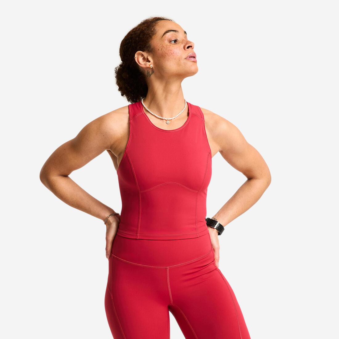 Débardeur de sport court galbant femme foncé