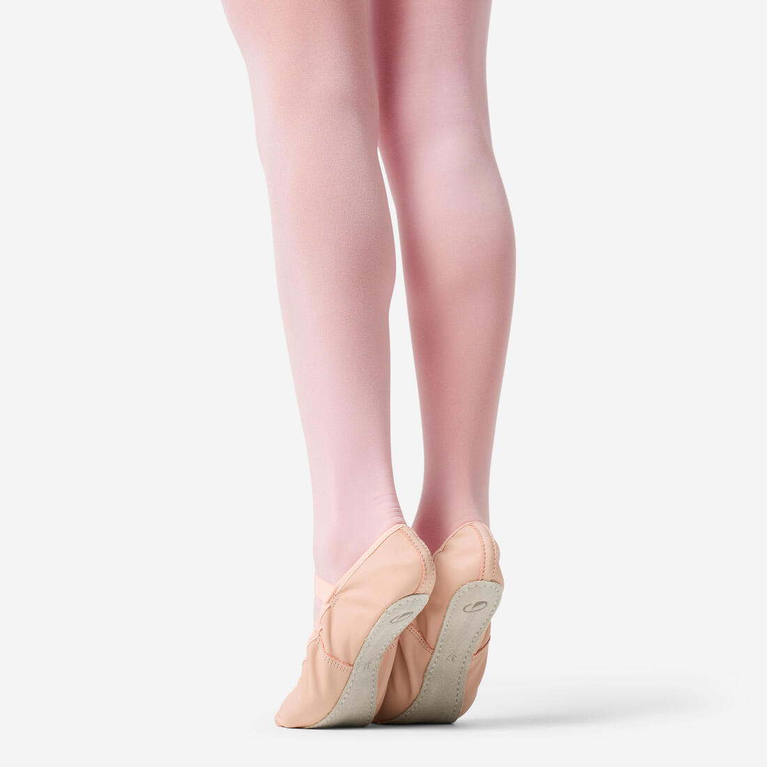 Demi-pointes en cuir de danse classique semelle entière enfant, rose