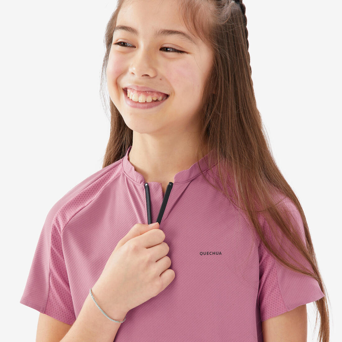 T shirt de randonnée enfant mh550 bleu 7-15 ans