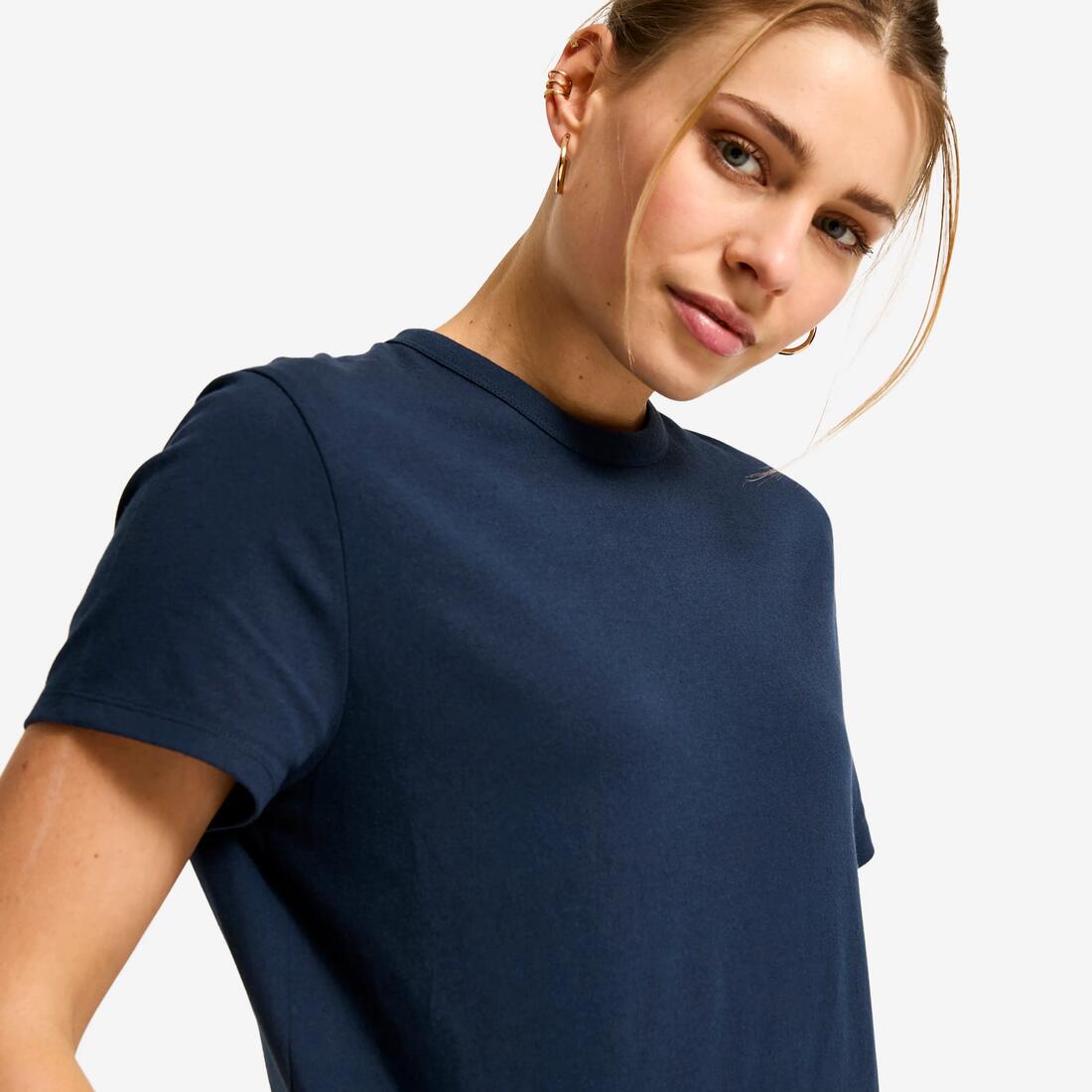 T-shirt coton femme, essentiel bleu marine