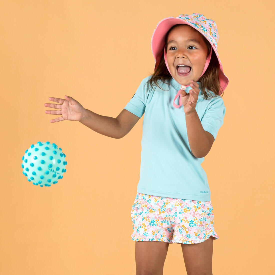 T-shirt anti uv bébé manches courtes corail