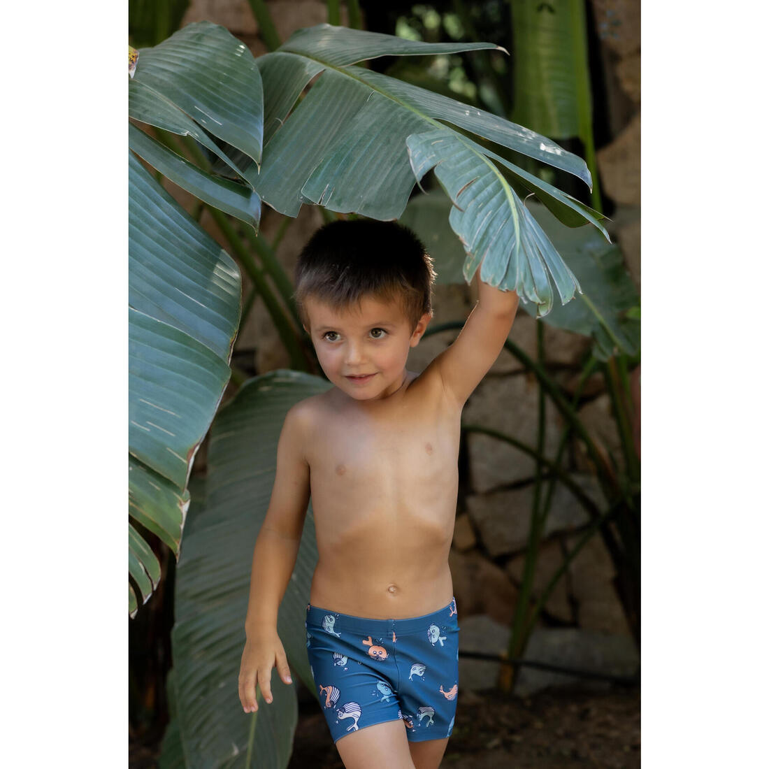 Boxer de bain bébé / enfant bleu imprimé crabes