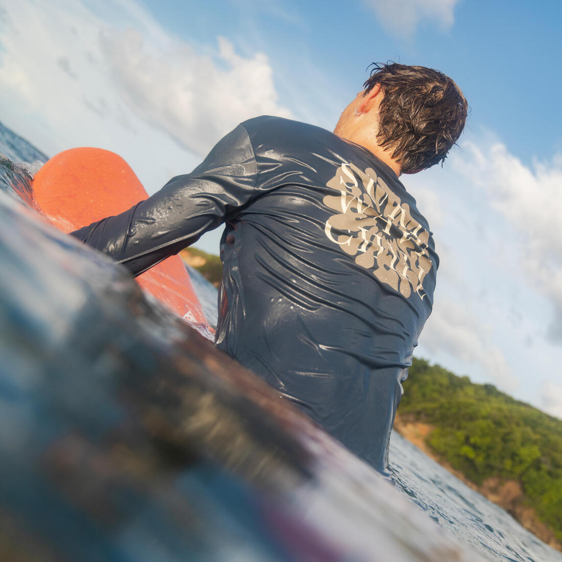 tee shirt de surf manches longues UPF50+ homme - flower