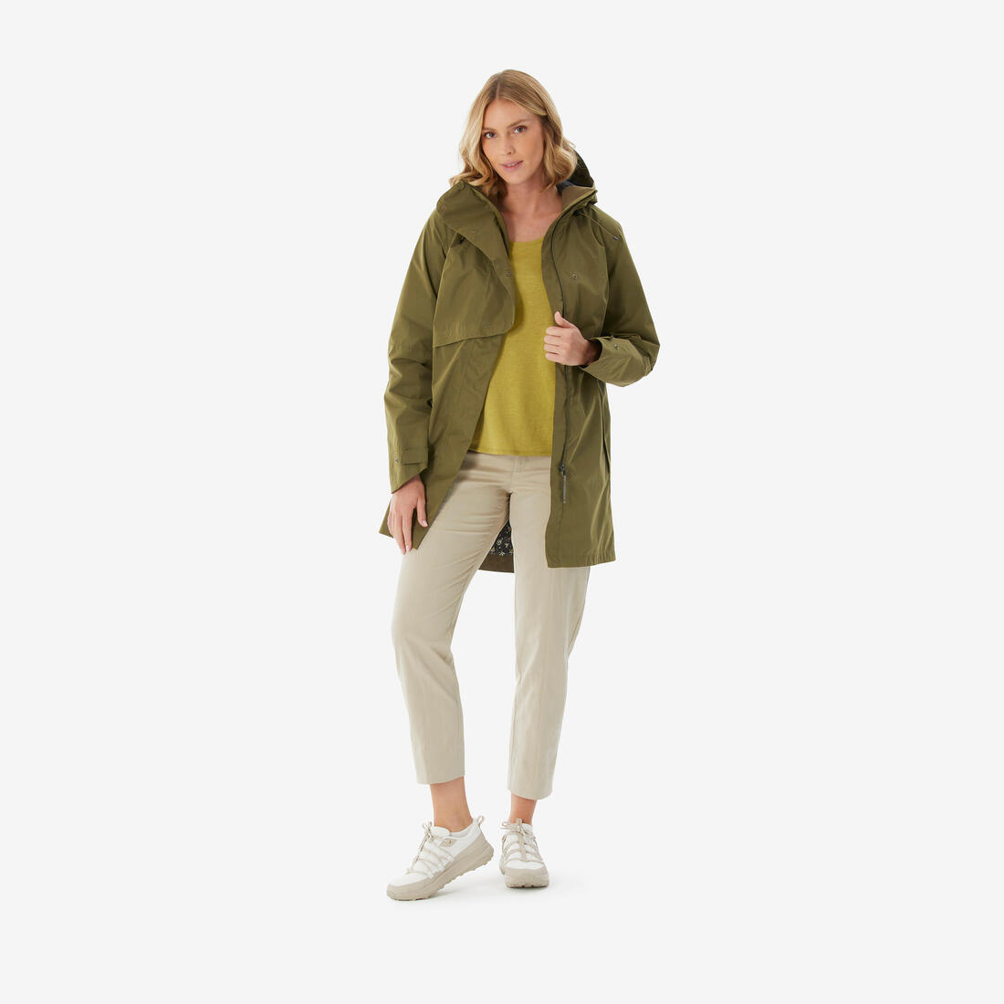 Veste longue imperméable femme, NH500