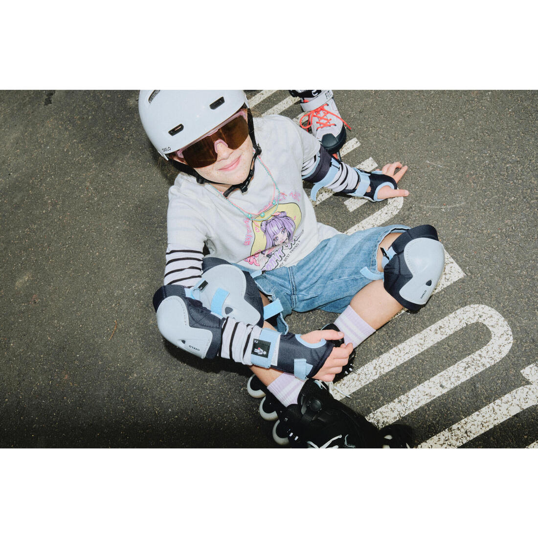 Set 3x2 protections roller trottinette skate enfant PLAY