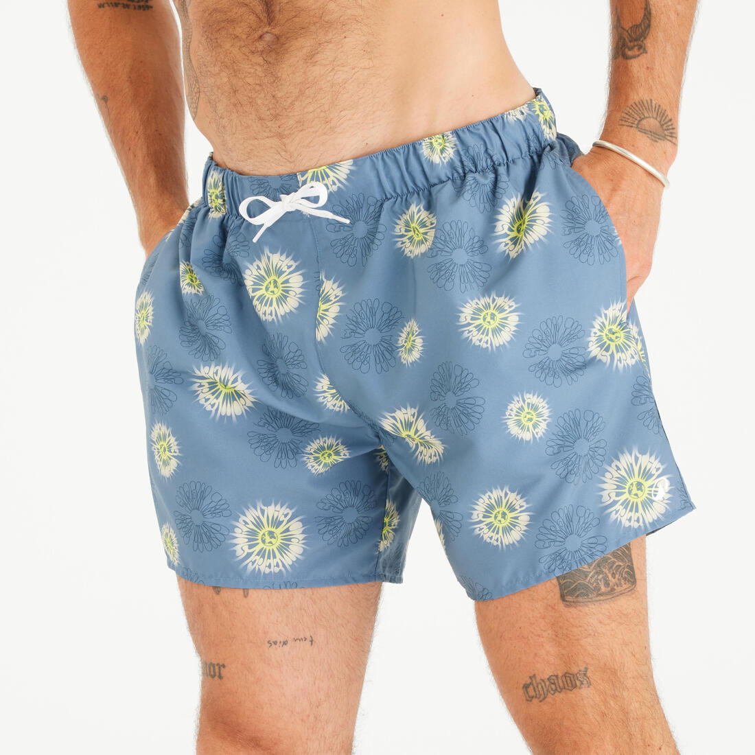 Boardshort surf 100 15" POPSTRIPE BLUE