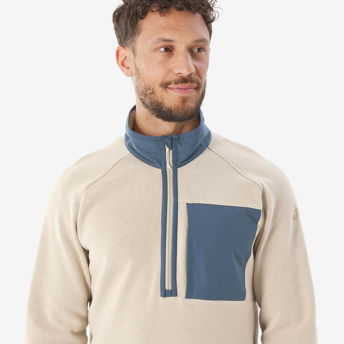 Pull de randonnée homme, NH500 Demi-zip
