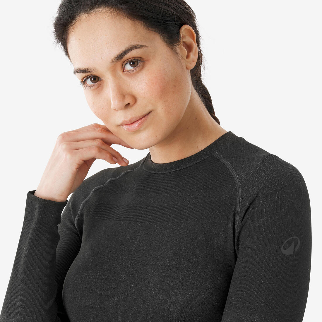 Sous-vêtement thermique de ski chaud et respirant femme, 500 seamless noir