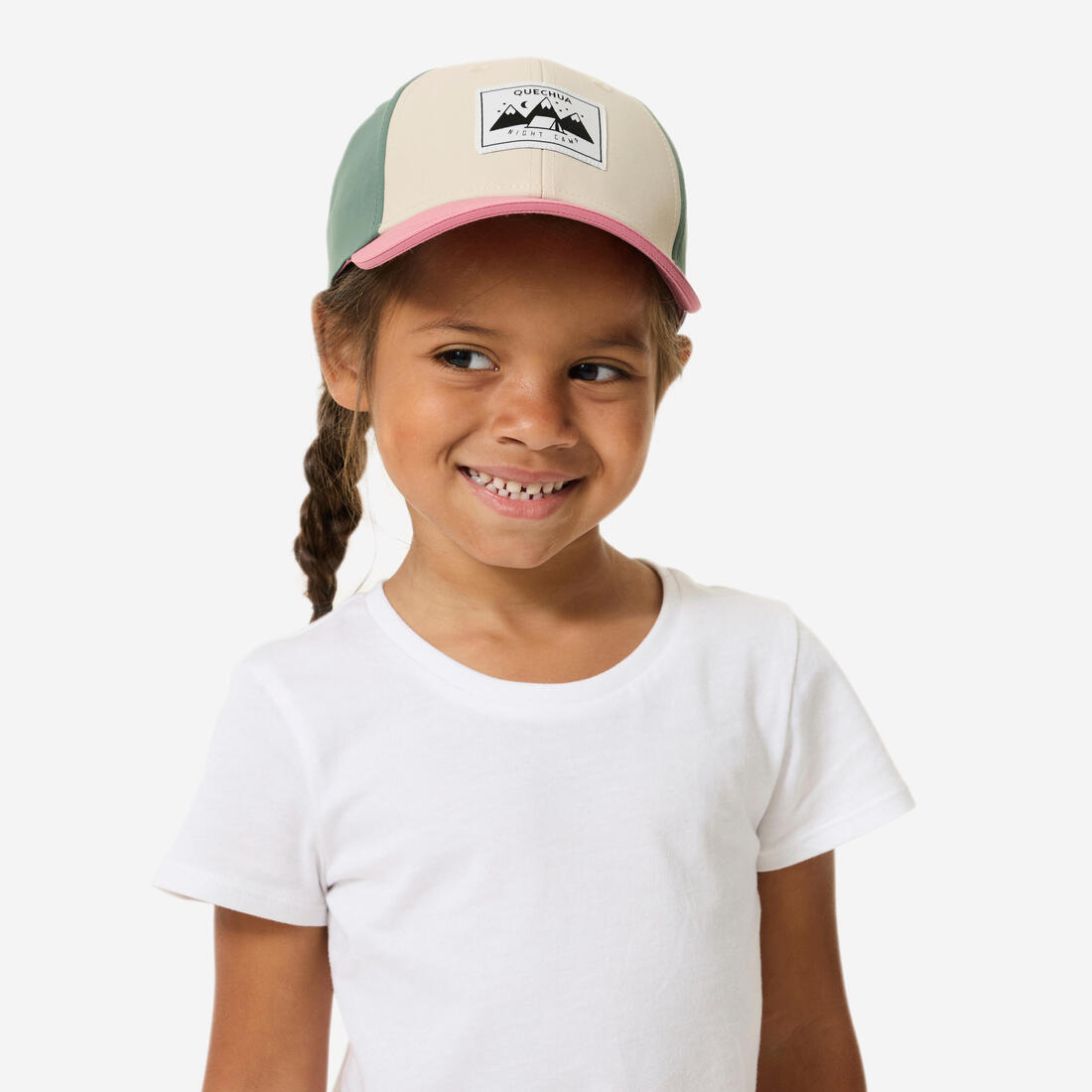 Casquette de randonnée enfant, MH100 kid beige bleue