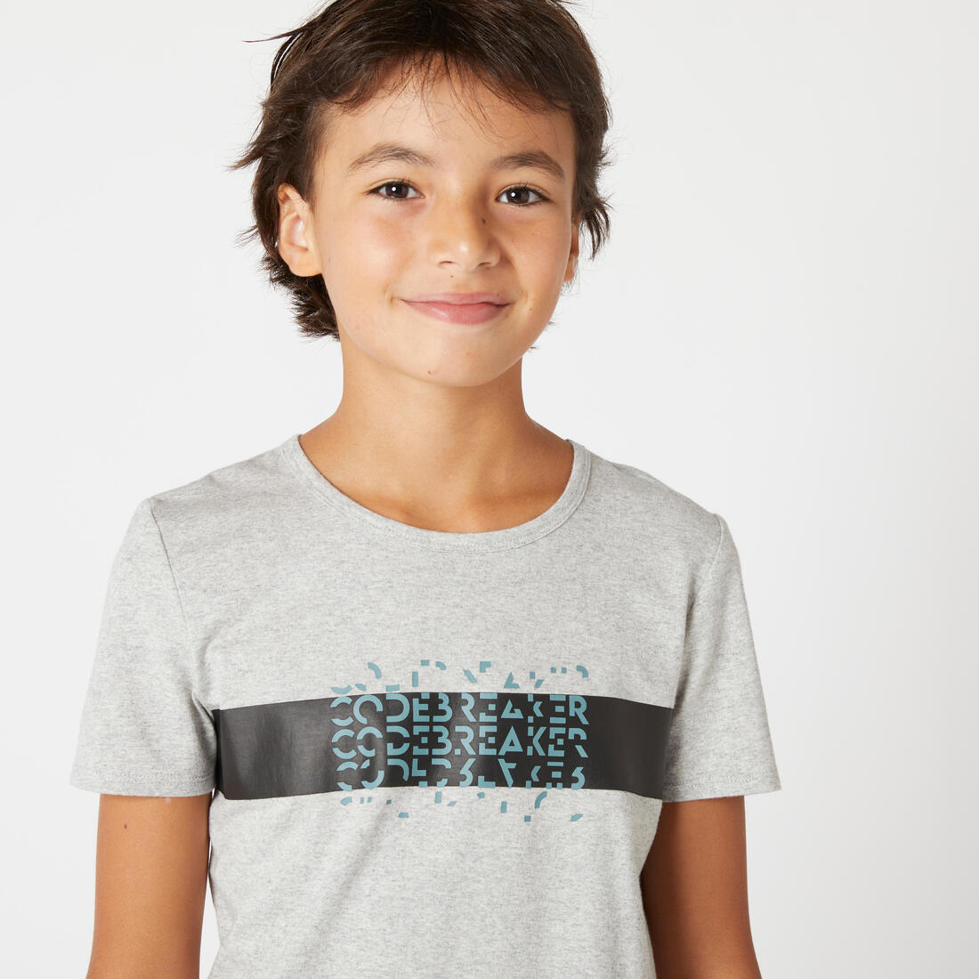 T-shirt enfant coton - Basique bleu jean avec imprimé