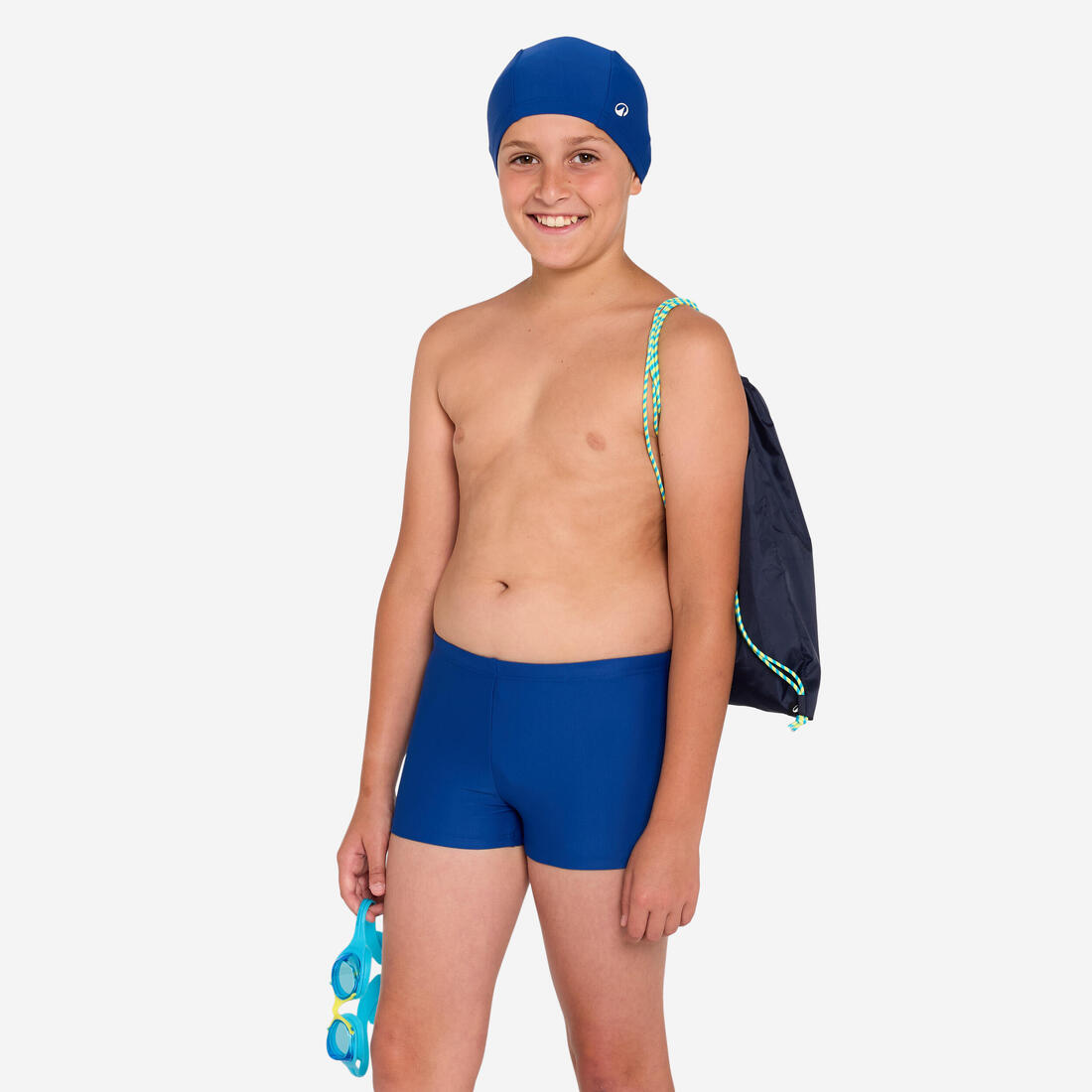 Kit de natation Garçon : maillot de bain, lunettes, bonnet, sac - 100 Bleu