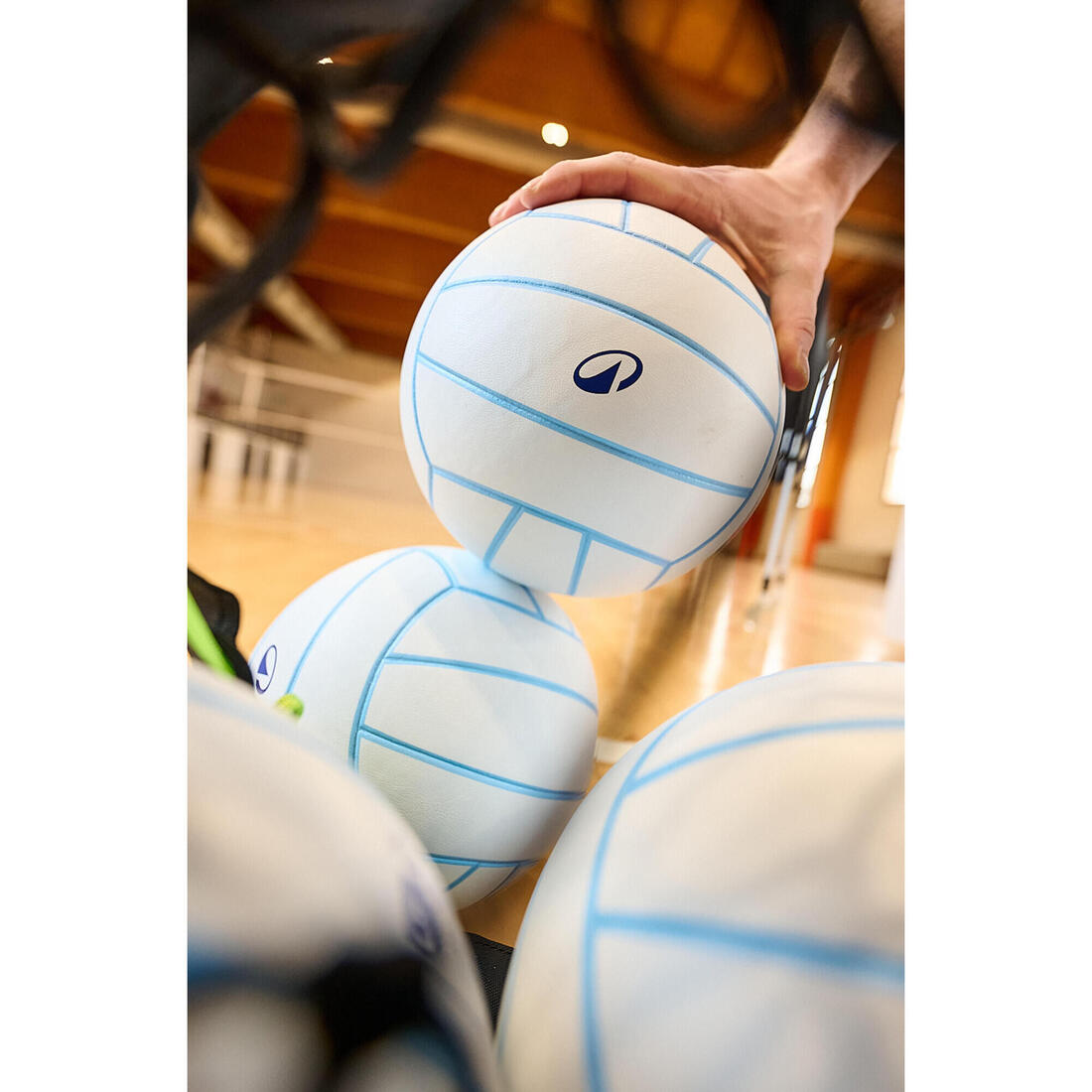 Ballon de volley-ball V500 gris, bleu et