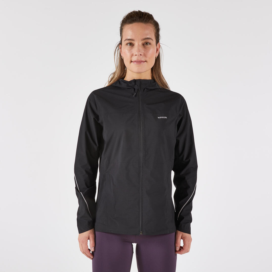 Veste running trail imperméable et respirante Femme, KIPRUN Run 500 aubergine
