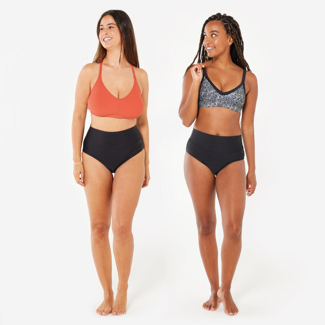 Bas de maillot de bain culotte taille haute natation Femme - Eva noir