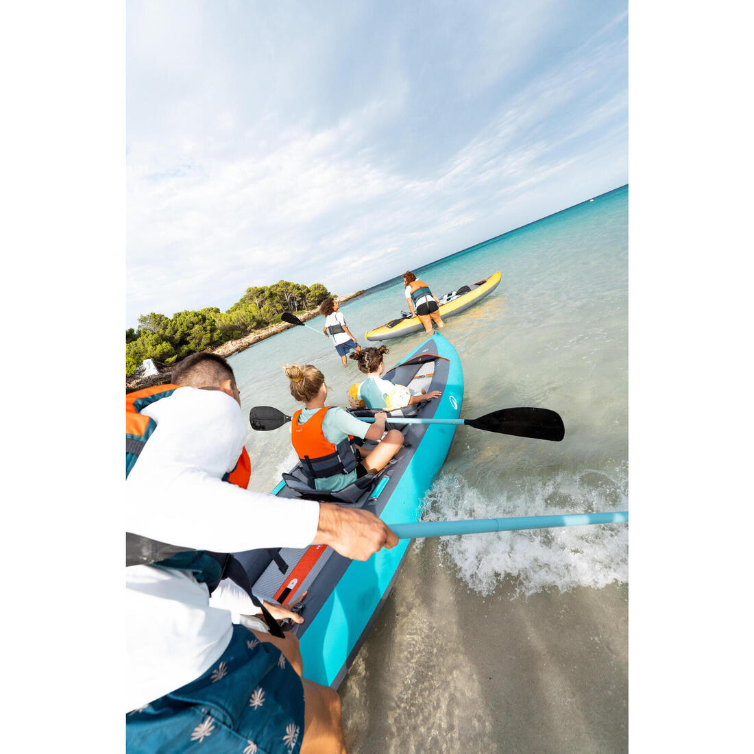 Canoë kayak gonflable 2/3 places - Tribord 100+ Bleu