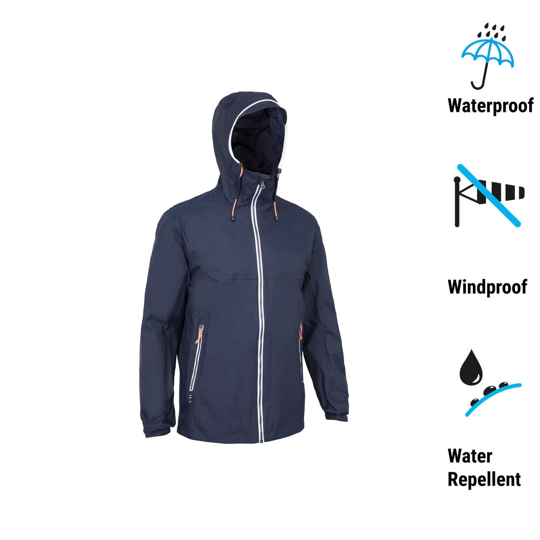 Veste imperméable de voile - veste de pluie coupe vent sailing 100