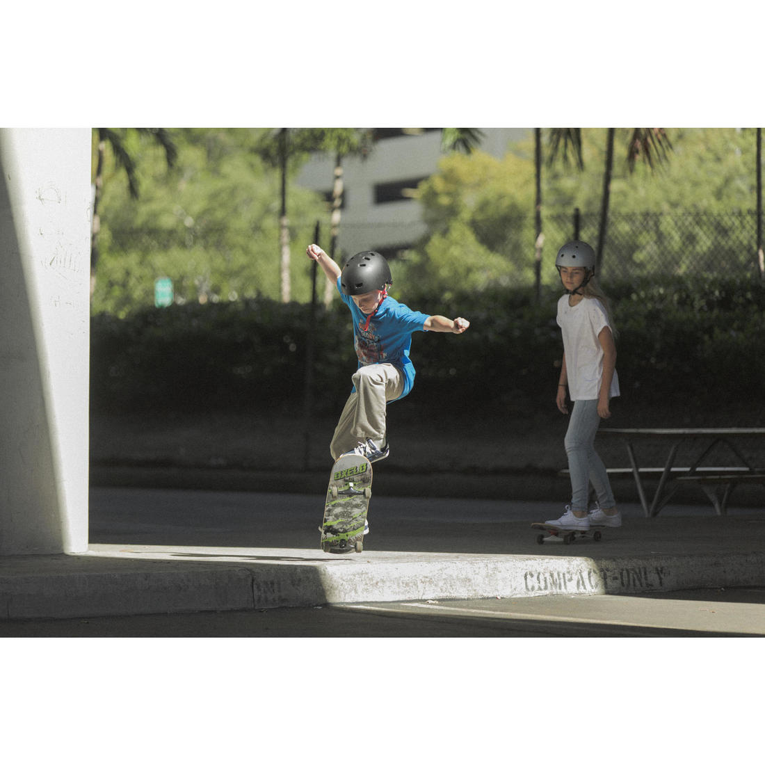 SKATE ENFANT MID500 WOLF VERT 8 A 12 ANS