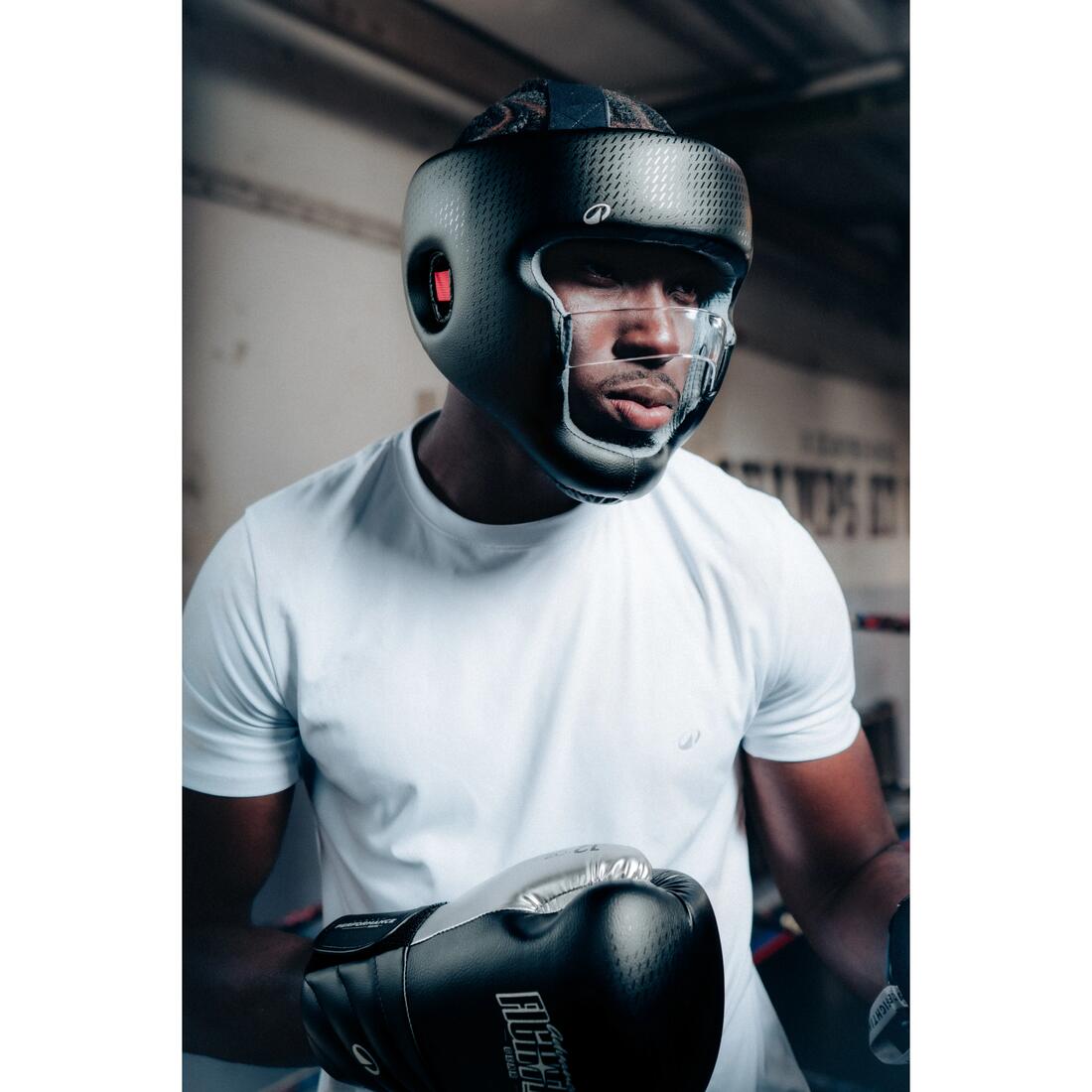 Casque de boxe adulte avec barre de protection nasale