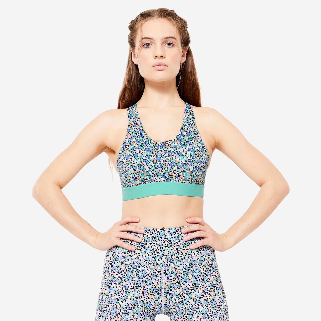 Brassière dos nageur avec coques maintien modéré Femme, Imprimé