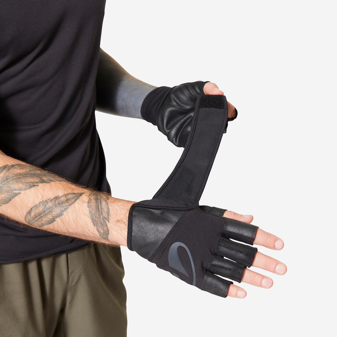 Gants de musculation support poignets et adhérence, noir