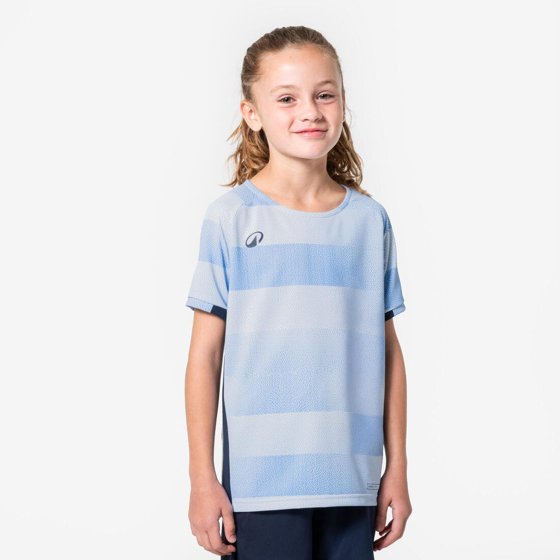 Maillot de football enfant manches courtes VIRALTO Jr Block Bleu ciel et