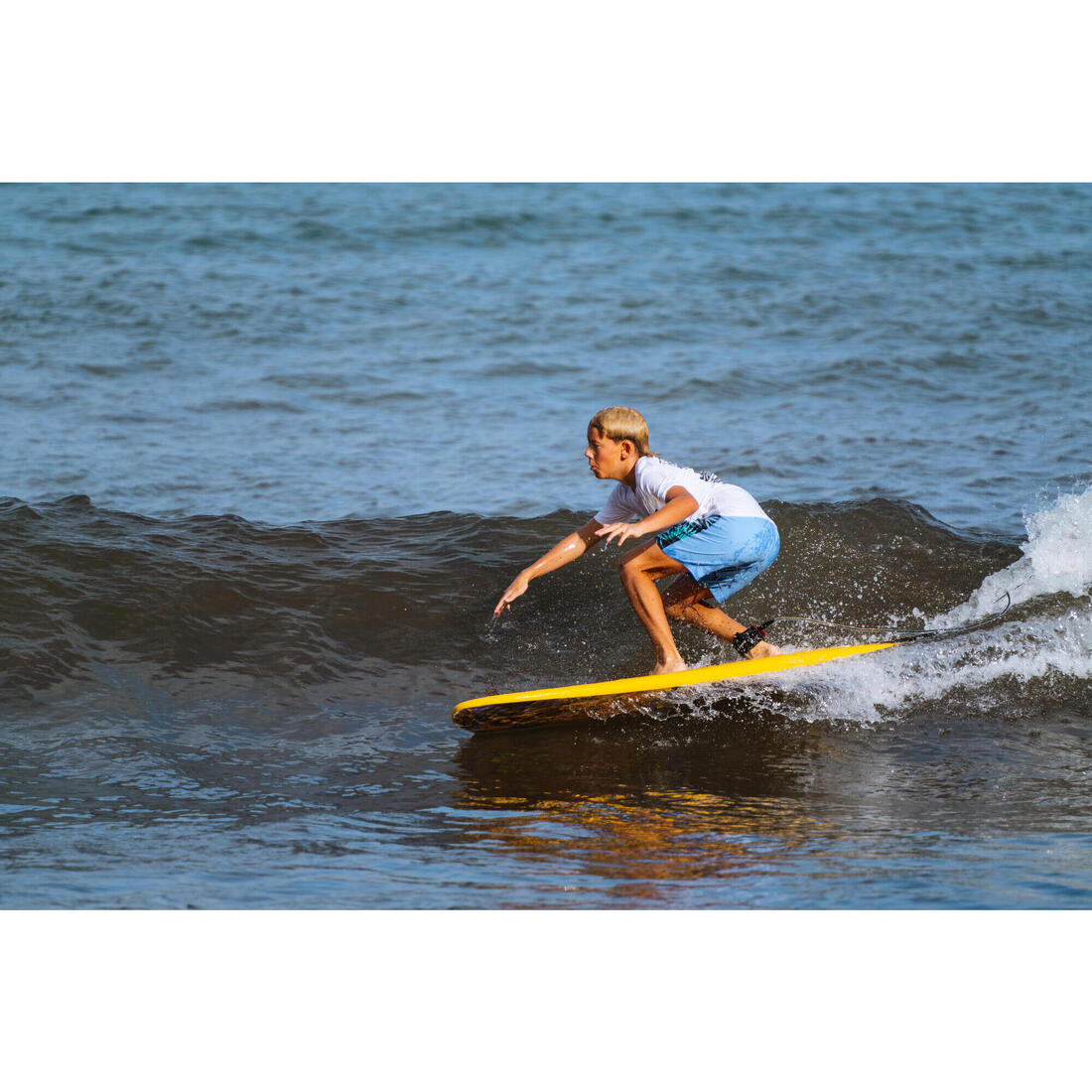 T-shirt anti UV manches courtes surf Junior - 100 blanc noir skate
