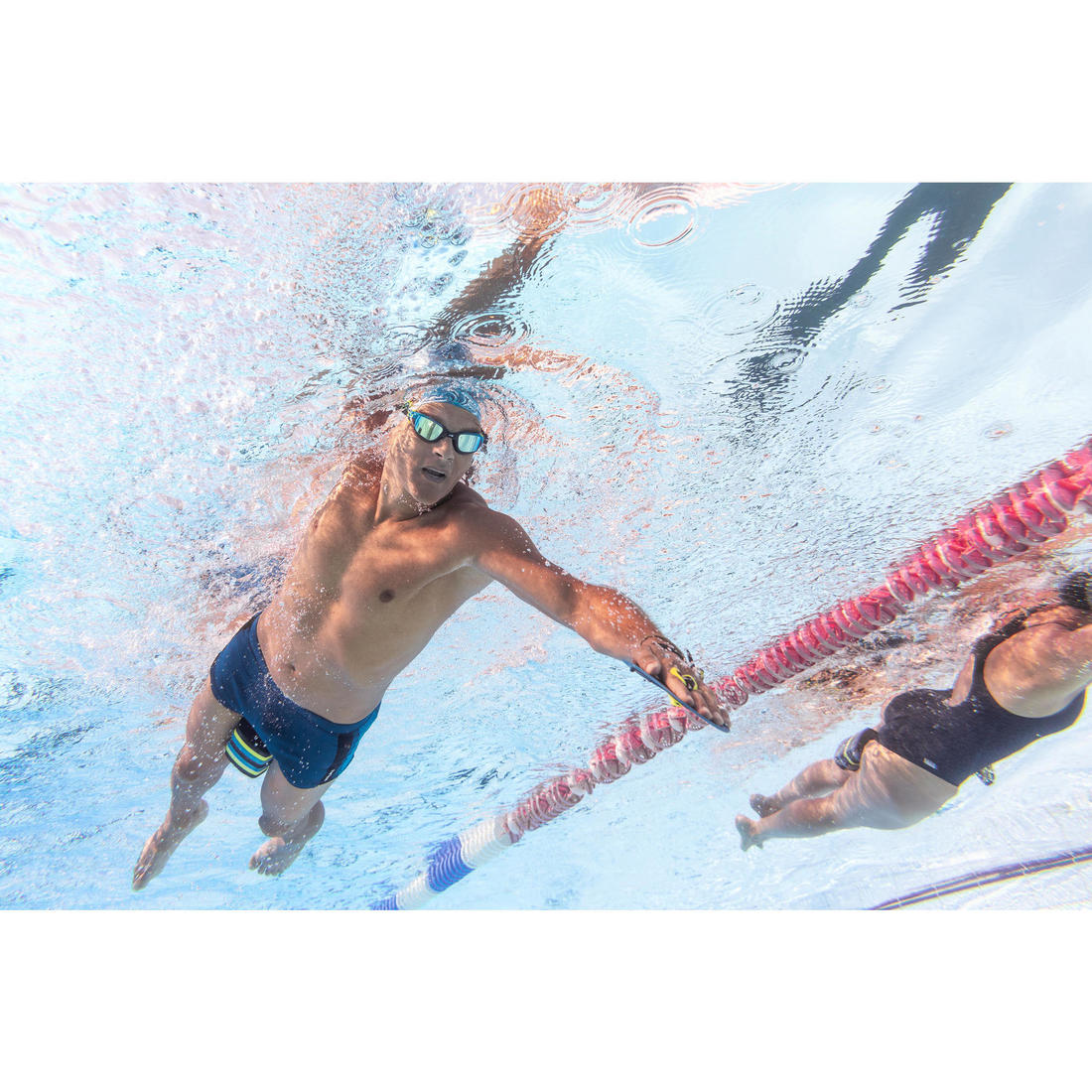 Lunettes De Natation SPIRIT - Verres Miroirs - Grande Taille - Noir Beige Blanc