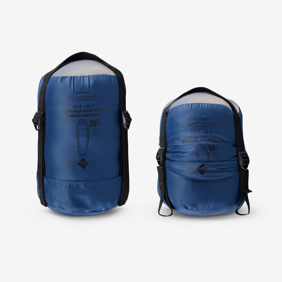 Sac de couchage de trekking 15°C jumelable et compact, MT500 synthétique