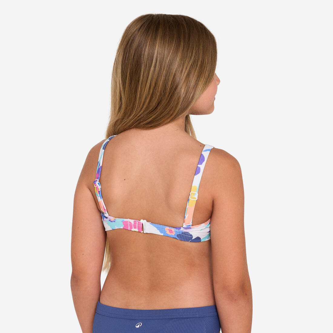 Haut de maillot de bain brassière fleuri réglable Fille - 500 Nora