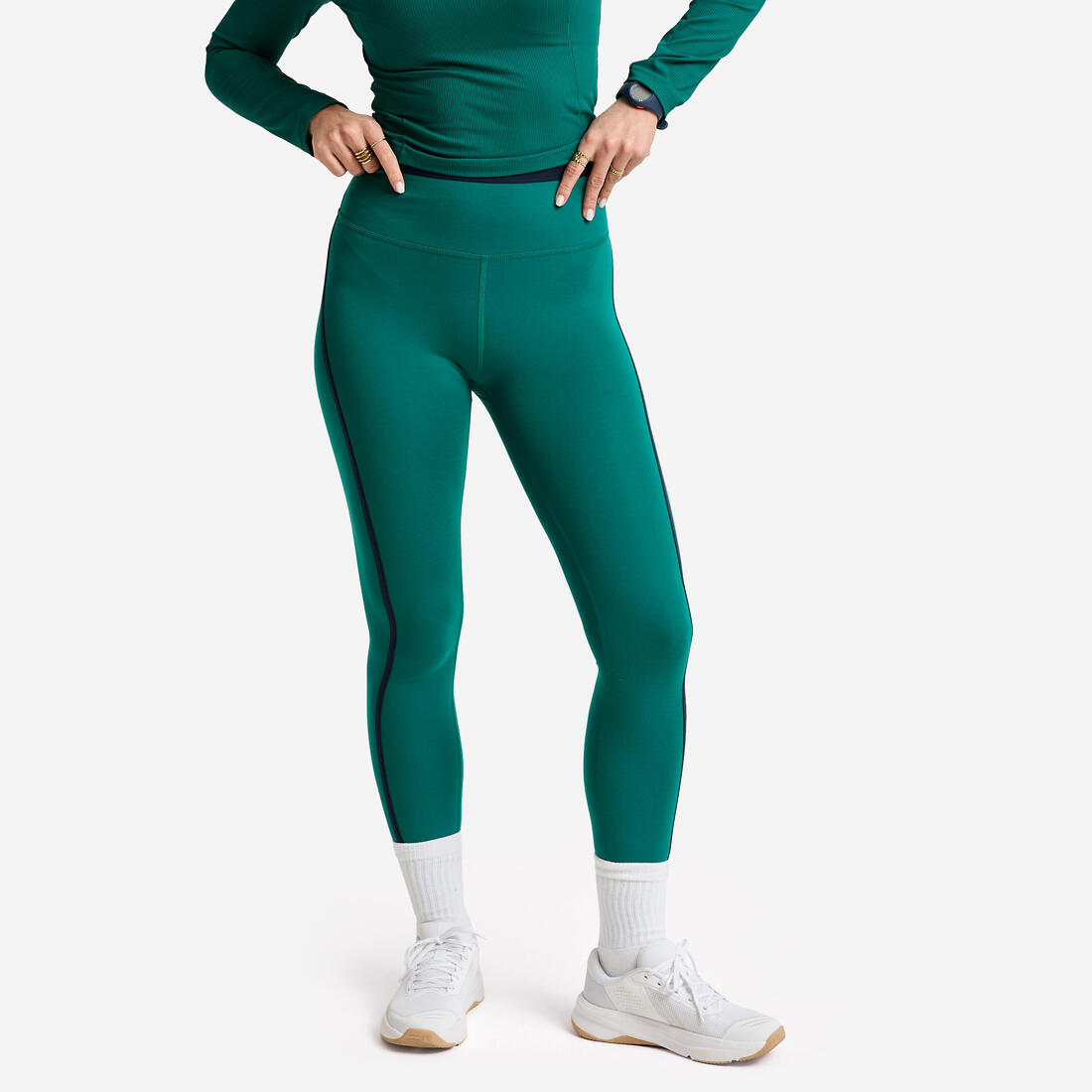 Legging avec bandes taille haute femme foncé
