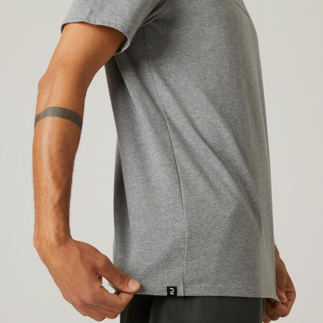 T-shirt fitness manches courtes slim coton col rond homme blanc a imprimé
