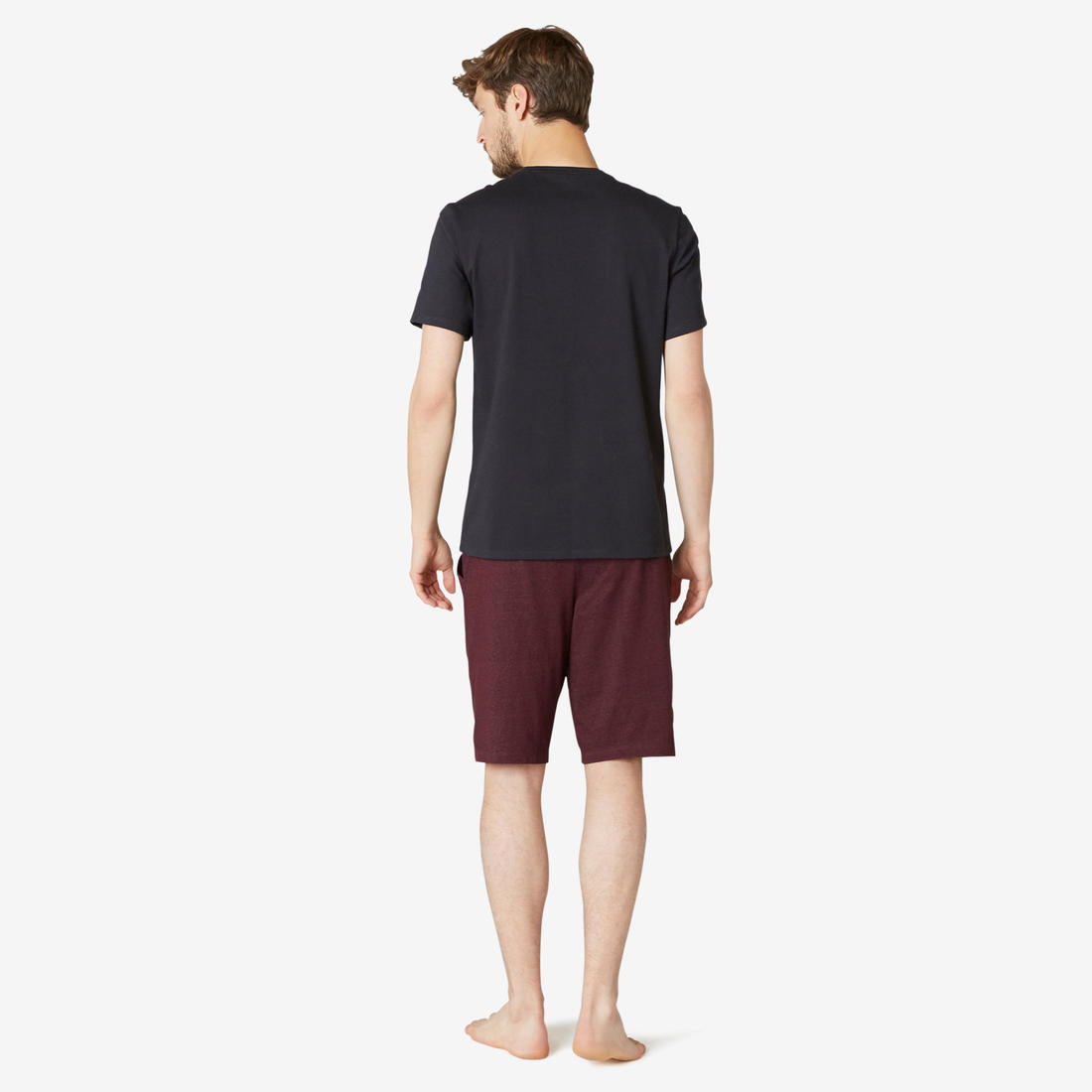 T-shirt fitness manches courtes coton extensible col rond homme rouge grenat